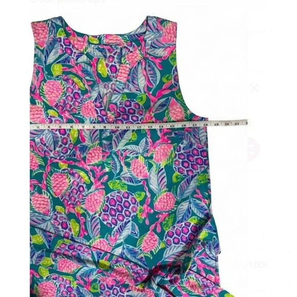 Lilly Pulitzer Sleeveless Cotton Pima Tropical Print Tie Waist Dress Size S - Picture 6 of 9